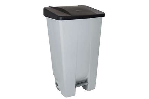 Pedal waste bin 120l - grey body - coloured lid 510x425x875mm