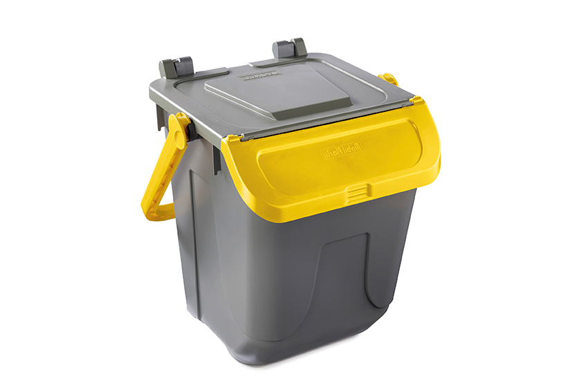 Poubelle avec couvercle basculant - corps gris - couvercle - 25l 