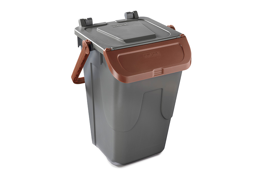 Poubelle avec couvercle basculant - corps gris - couvercle - 35l 