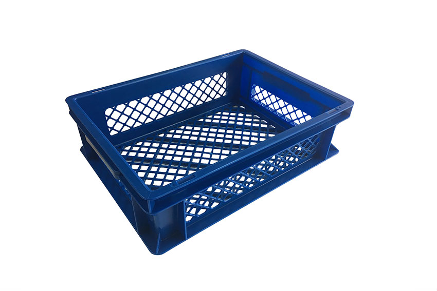 EN stacking bread crate 12l - 400x300x120mm - perforated sides and bottom - closed handles 