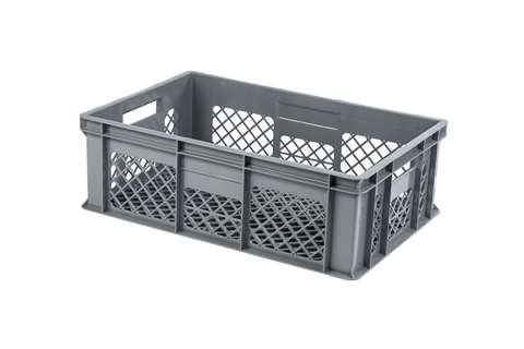 EN bac gerbable à pain 38l - 600x400x200mm - parois et fond perforés - 2 poignées ouvertes