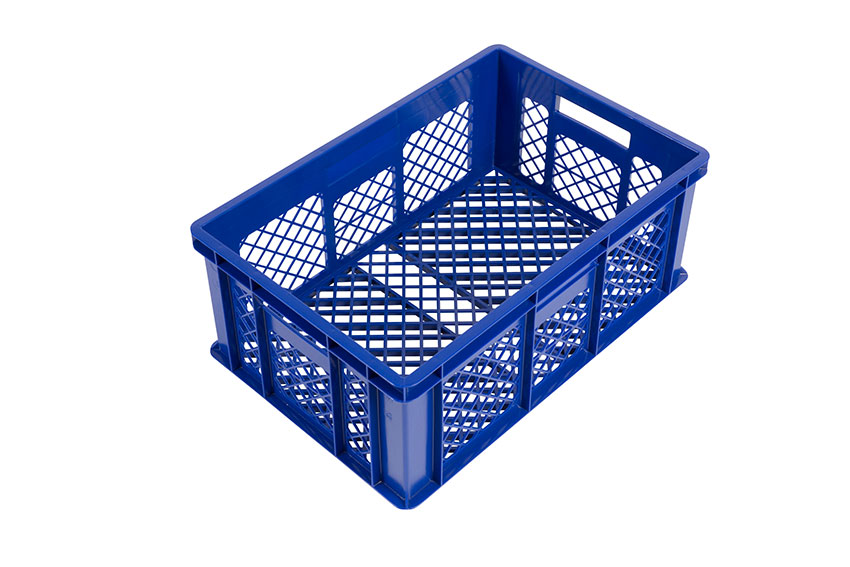 EN stacking bread crate 46l - 600x400x240mm - perforated sides and bottom - 2 open handles 