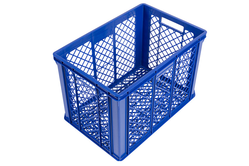 EN stacking bread crate 82l - 600x400x410mm - perforated sides and bottom - 2 open handles 