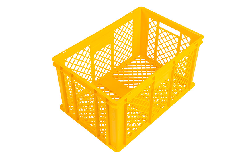 EN stacking bread crate 64l - 600x400x320mm - perforated sides and bottom partly - 2 open handles 
