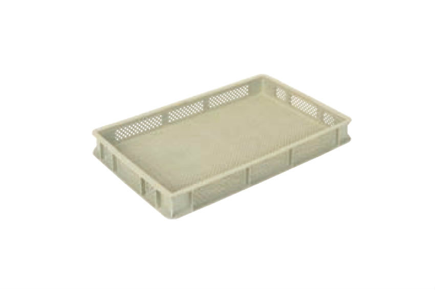 EN Stacking bin Gold 12l - 600x400x70mm - perforated sides and reinforced perforated bottom 