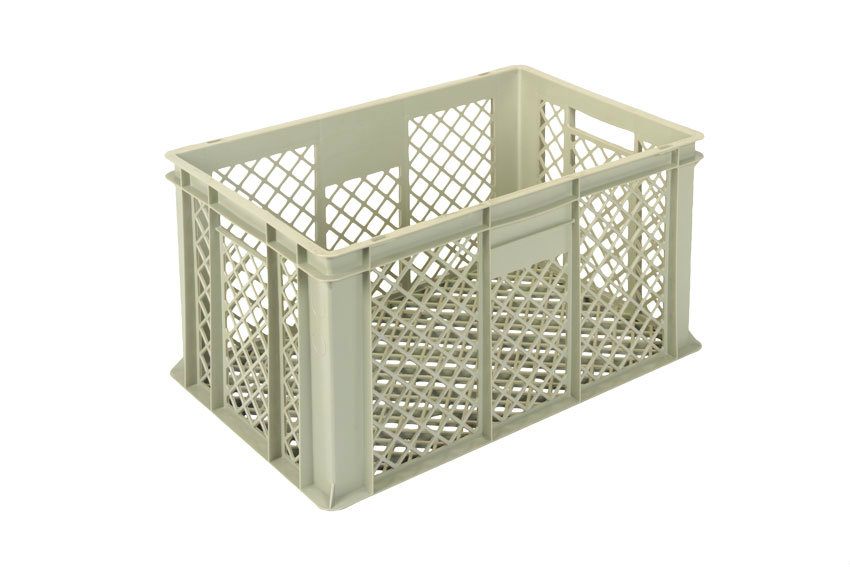 EN Stacking bin Gold 63l - 600x400x320mm - perforated sides and reinforced perforated bottom 