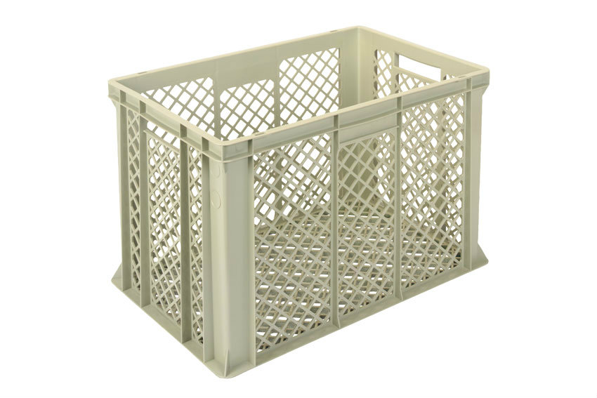 EN Stacking bin Gold 82l - 600x400x410mm - perforated sides and reinforced perforated bottom 
