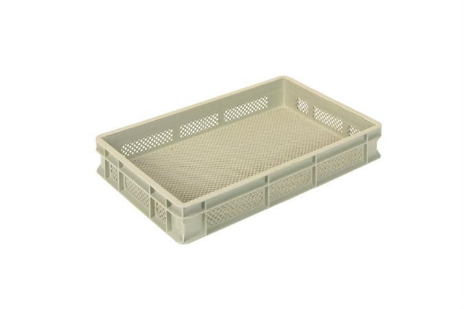 EN Stacking bin Gold 17l - 600x400x100mm - perforated sides and reinforced perforated bottom 