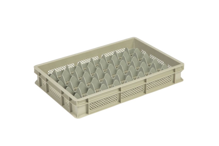 Glass rack 40 compartments 600x400x100mm - ø65mm - vented 