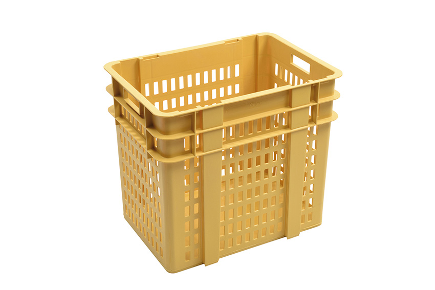 Corbeille à pain haute 120l - 640x450x555mm - parois perforés, fond fermé - 2 poignées ouvertes 