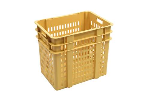 Corbeille à pain haute 120l - 640x450x555mm - parois perforés, fond fermé - 2 poignées ouvertes