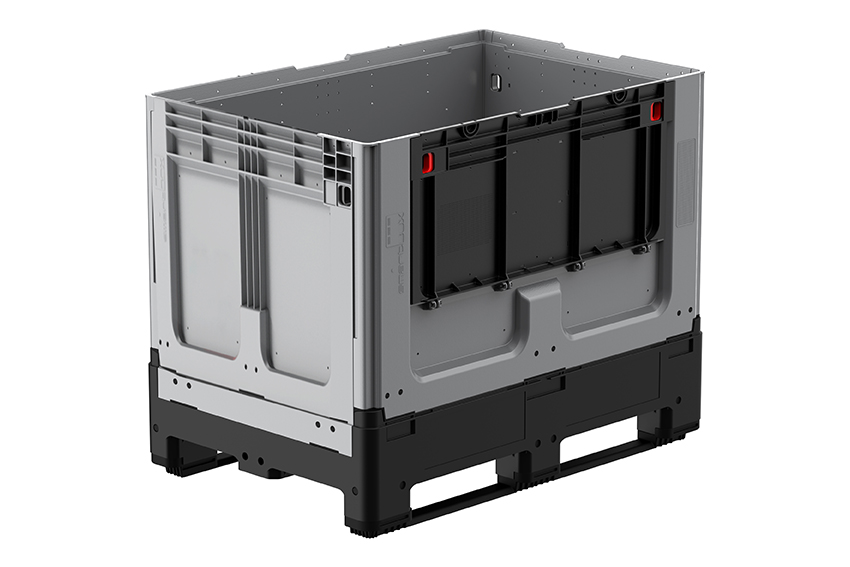 Logifold box 1200x800x958mm - 660l - closed - 2 skids - flap door  1 long side 