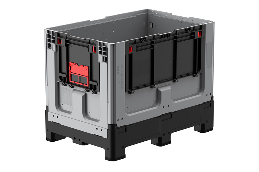 Logifold box 1200x800x953mm - 660l - fermé - 4 pieds - porte battante 1 côté court + 1 côté long 
