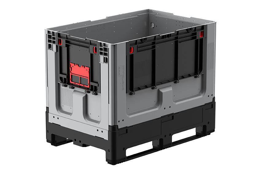Logifold box 1200x800x958mm - 660l - closed - 2 skids - flap door 1 short + 1 long side 
