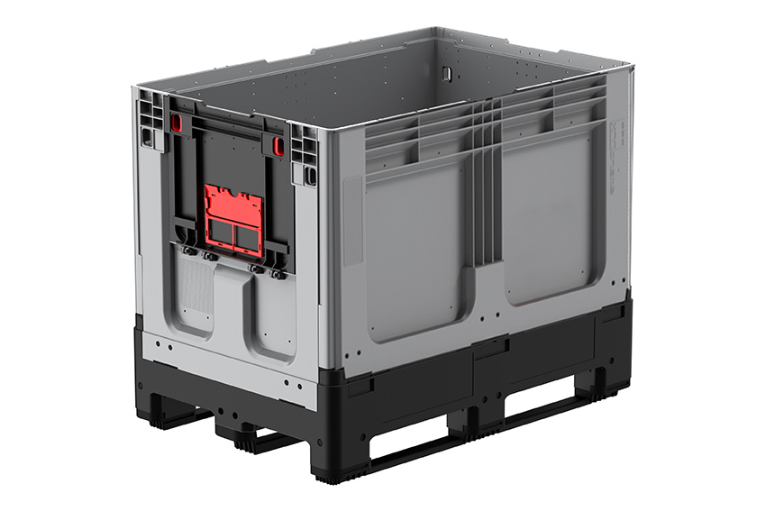 Logifold box 1200x800x958mm - 660l - closed - 3 skids - flap door 1 short + 1 long side 