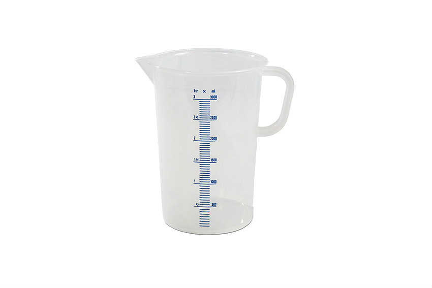 Becher gradue - 3000 ml - graduation bleue en relief 
