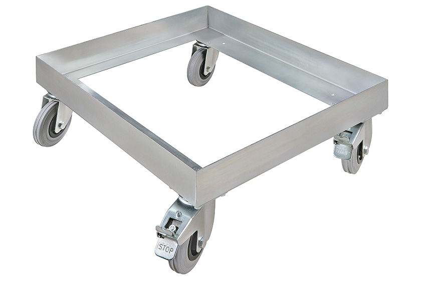 Transport trolley for insulated container - 1010x630x150mm - 4 swivel castors, 2 with brakes 
