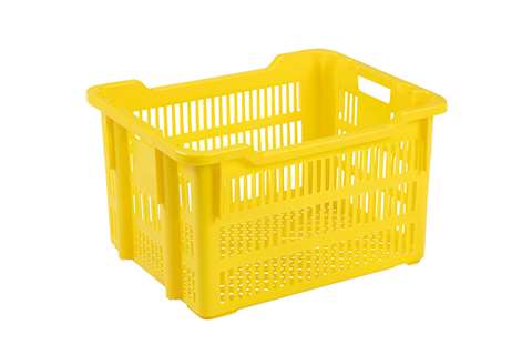 Panier empilable emboîtable 75l - 620x500x360/325mm - parois et fond perforés - 2 poignées ouvertes