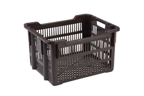 Panier empilable emboîtable 75l - 620x500x360/325mm - parois et fond perforés - 2 poignées ouvertes