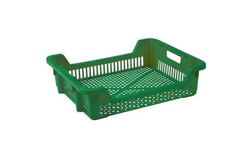 Panier empilable emboîtable 33l - 625x500x165/85mm - parois et fond perforés - 2 poignées ouvertes