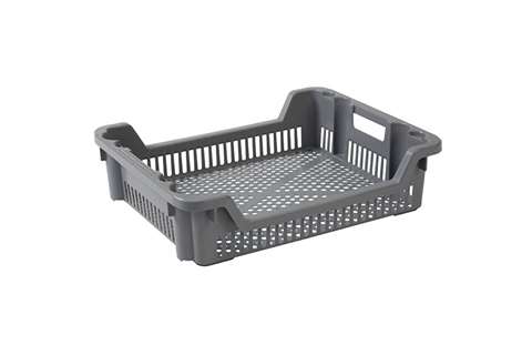 Panier empilable emboîtable 33l - 625x500x165/85mm - parois et fond perforés - 2 poignées ouvertes