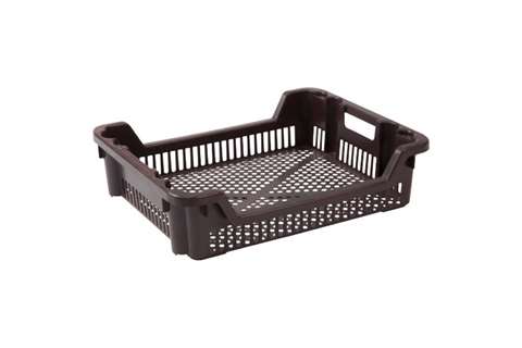 Panier empilable emboîtable 33l - 625x500x165/85mm - parois et fond perforés - 2 poignées ouvertes