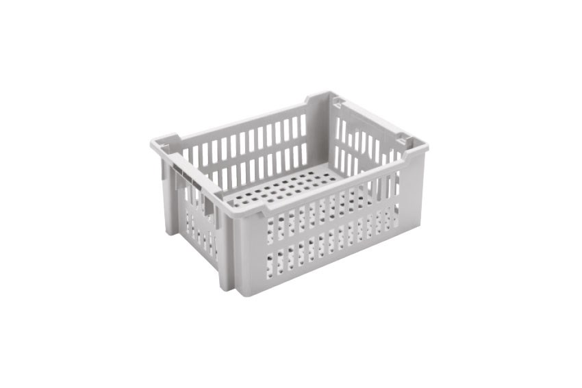 Nestable and stackable crate 14l - 400x300x175mm - perforated sides and bottom - closed handles 