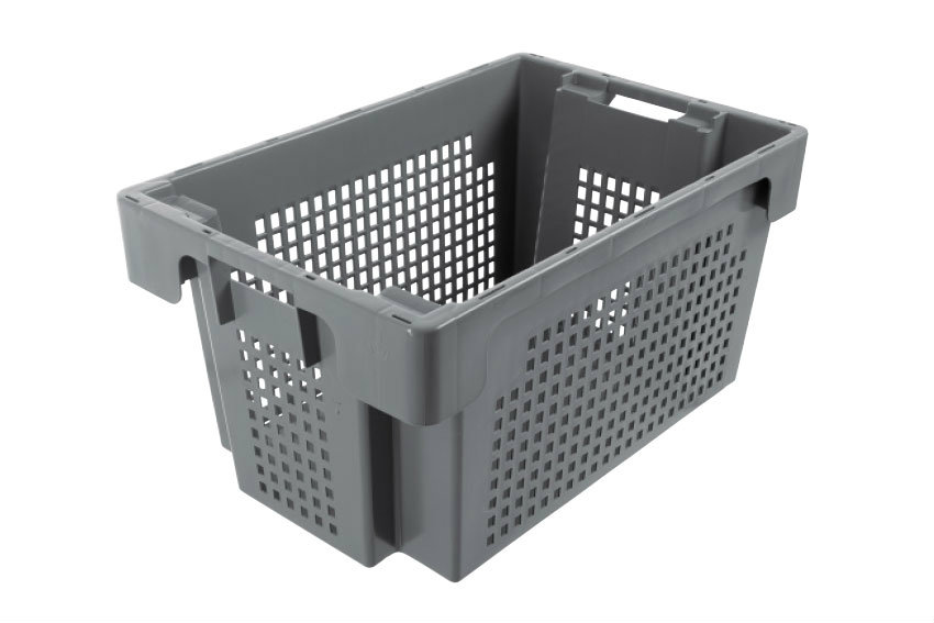 EN Bac gerbable emboîtable 50l - 600x400x300mm - parois perforées et fond fermé 
