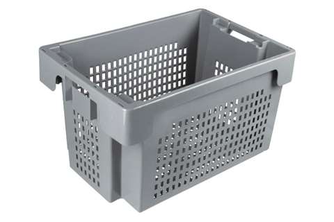 EN Nestable and stackable crate 60l - 600x400x350mm - sides and bottom perforated