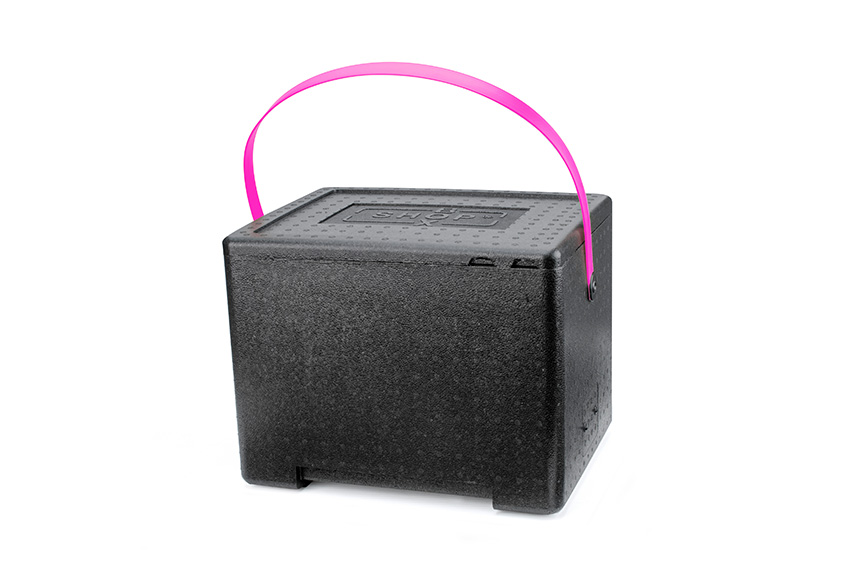 Isothermal cooler box Universal 31,2l - 415x320x320mm - Polibox Boxshop with colored handle 