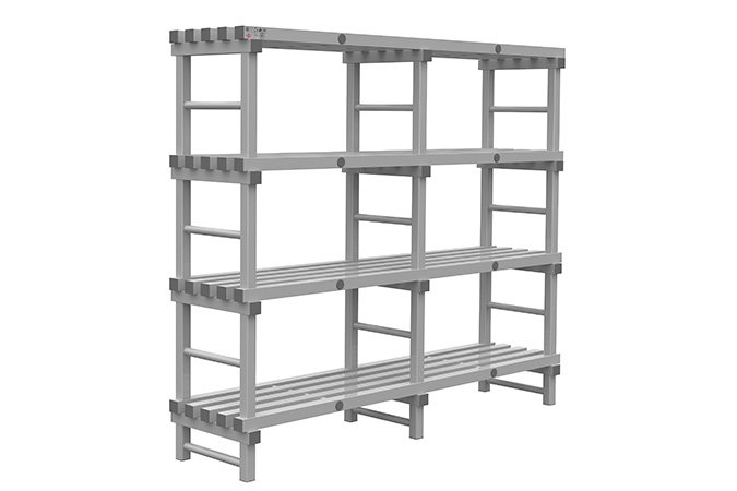 Rayonnage 1500x500x1900mm - 4 niveaux - espacement 500mm - garde au sol 200mm - 2 compartiments 