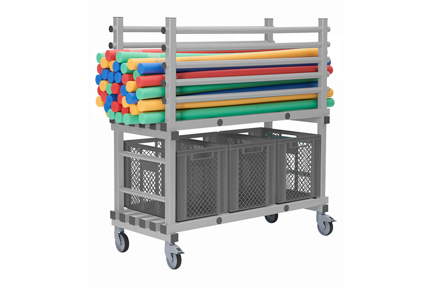 Chariot de stockage en plastique - 1380x600x1450mm - 2 niveaux 