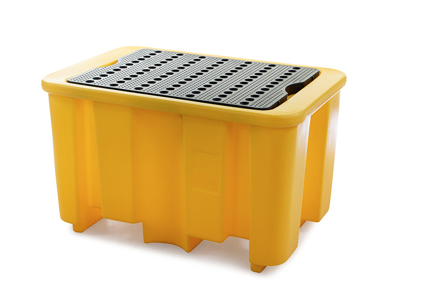 Spillpallet for 1 drum - 230l - black - with grid - not for DE/AT 