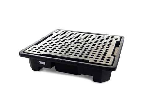Bac de rétention avec grille - 4 fûts - 249l - 1460x1460x305mm - empilable