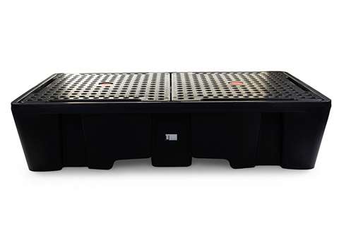 Spilltray for 2 ibcs - 1130l - black - with grid - not for DE/AT