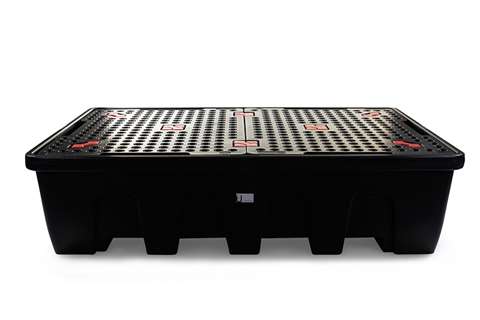 Bac de rétention - 2 conteneurs IBC - 1200l - avec grille - empilable