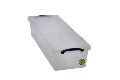 Boîte transparente emboîtable renforcée 23l empilable sur le couvercle inclus  820x270x160mm