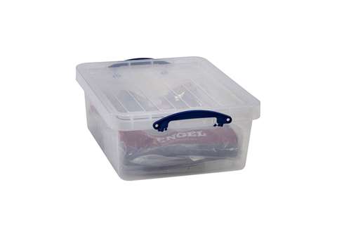 Boîte transparente emboîtable renforcée 23,5l empilable sur le couvercle inclus  495x395x190mm