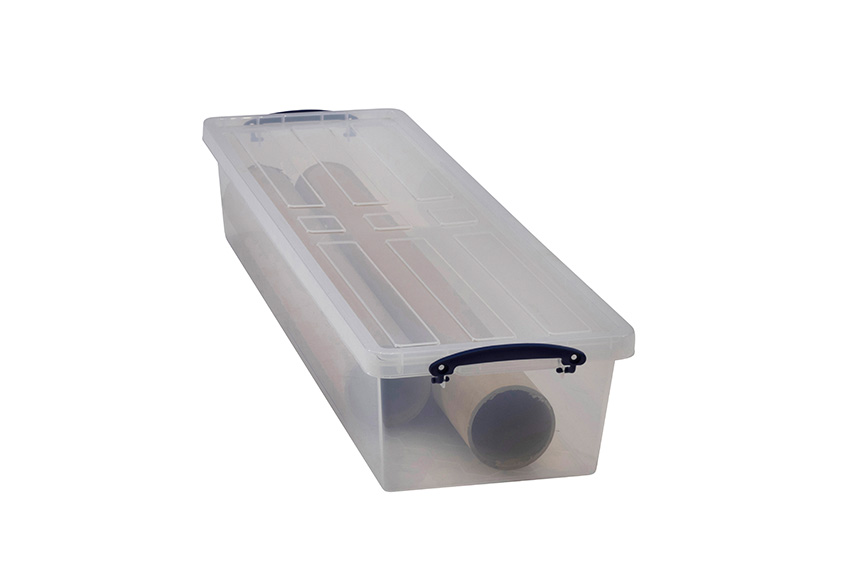 Transparent nestable reinforced box 25,5l stackable on included lid - 875x270x160mm 