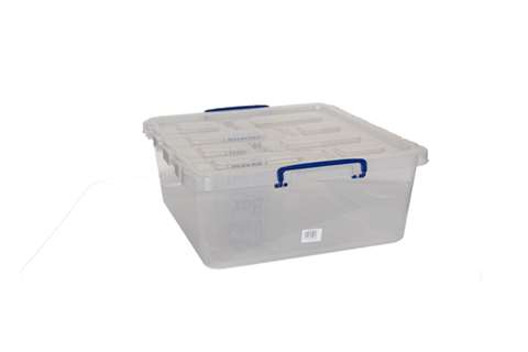 Boîte renforcée transparente emboîtable 31,5l empilable sur couvercle à charnière - 515x460x200mm