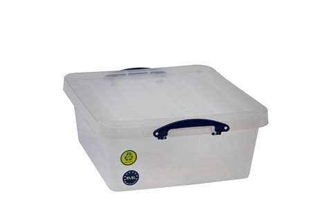 Boîte renforcée transparente emboîtable 31,5l empilable sur le couvercle inclus - 515x470x210mm