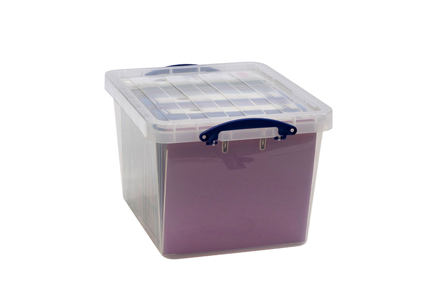 Boîte renforcée transparente emboîtable 40l empilable sur le couvercle inclus - 500x395x310mm 