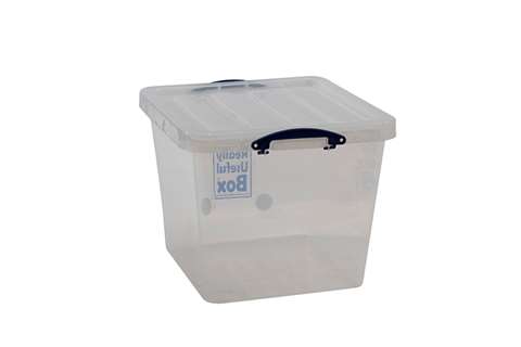 Boîte renforcée transparente emboîtable 60l empilable sur le couvercle inclus - 515x465x400mm