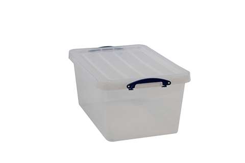 Boîte renforcée transparente emboîtable 61l empilable sur le couvercle inclus - 680x440x310mm