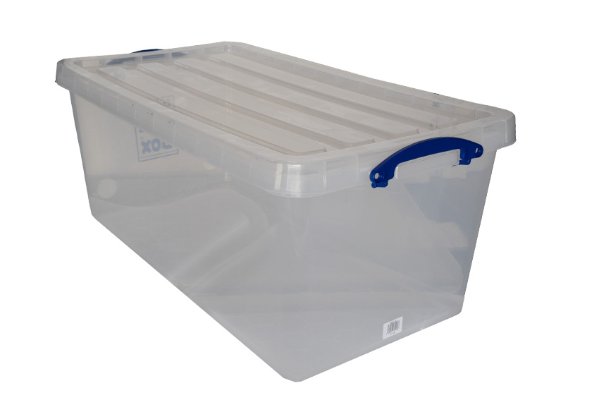 Boîte renforcée transparente emboîtable 82l empilable sur le couvercle inclus - 815x440x330mm 