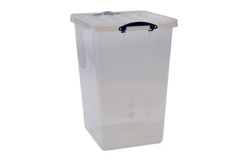 Boîte renforcée transparente emboîtable 106l empilable sur le couvercle inclus - 515x465x690mm