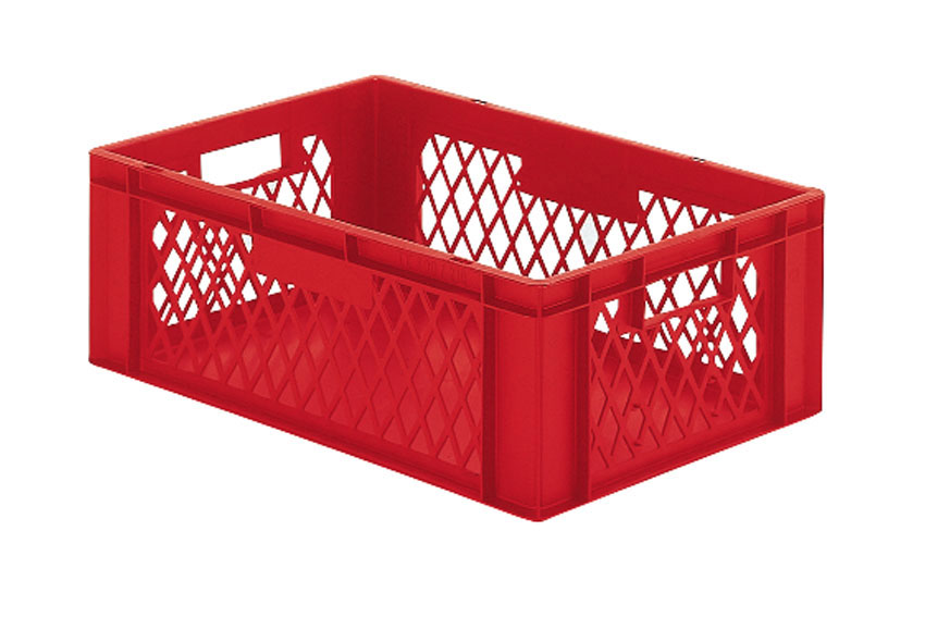 EN Stacking bin Rainbow 40l - 600x400x210mm - perforate sides and closed bottom 