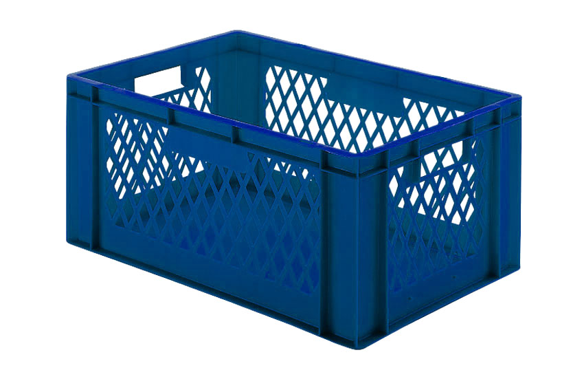 EN Stacking bin Rainbow 51l - 600x400x270mm - perforate sides and closed bottom 