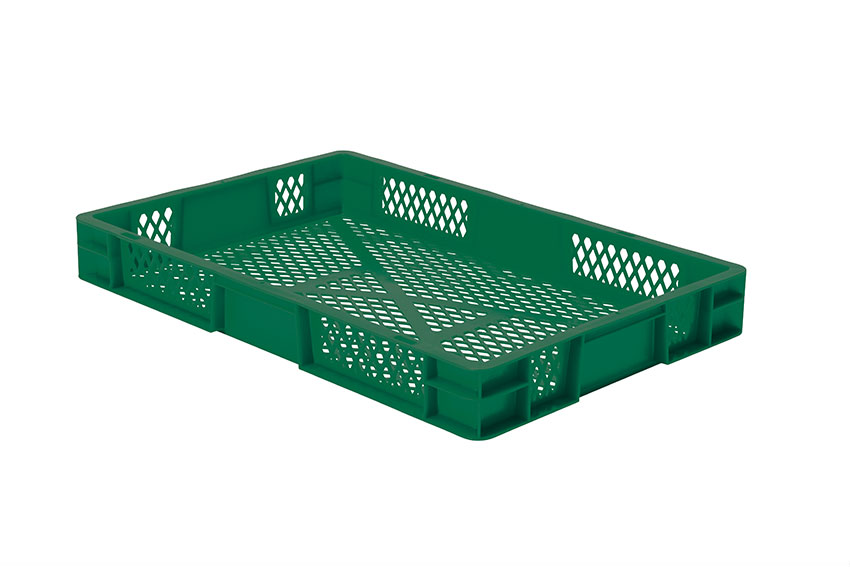 EN Stacking bin Rainbow 14l - 600x400x75mm - perforated sides and bottom 