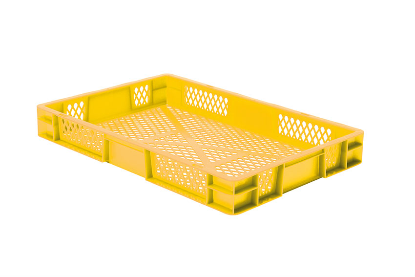 EN Stacking bin Rainbow 14l - 600x400x75mm - perforated sides and bottom 